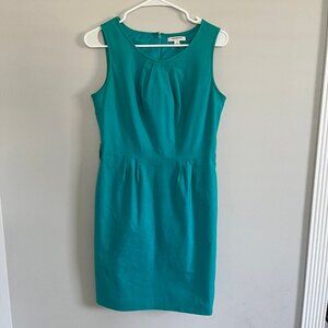 Banana Republic Women's Sleeveless Sheath Dress Teal Lined Cotton/spandex Size 4
